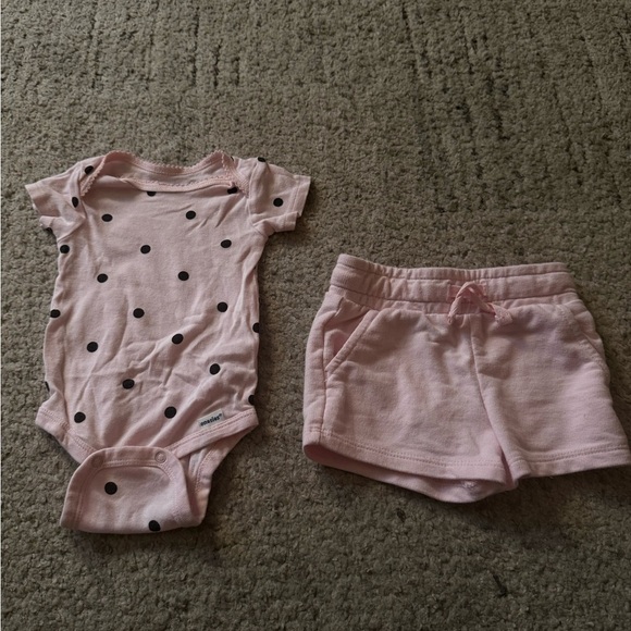 Gerber Other - Gerber Pink and Black Polka Dot Bodysuit and Shorts Set